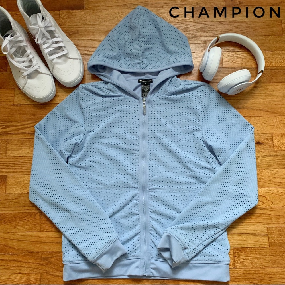 CHAMPION ELITE | Blue Mesh Detail Full Zip Up Hood